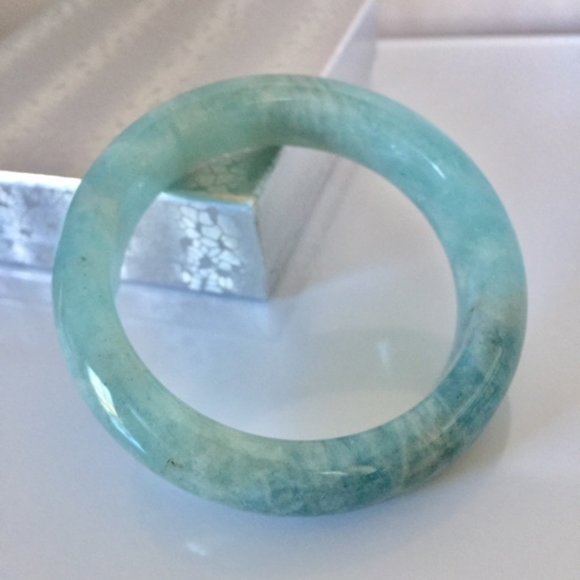 NWOT Natural Blue Aquamarine Crystal Bangle 56mm - Picture 5 of 16